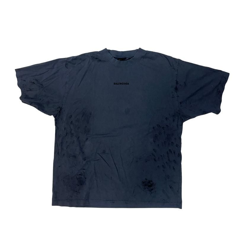 Balenciaga Painted Back Medium Fit T-Shirt Faded Dark Blue - Worn Once Size M