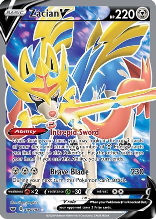 Zacian V (Full Art) (195/202) - SWSH01 Sword & Shield Base Set Holofoil