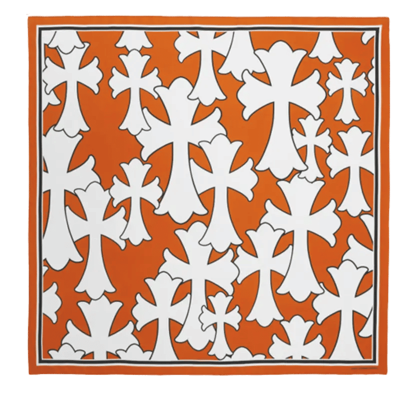 Chrome Hearts Cemetery Crosses Silk Scarf Orange