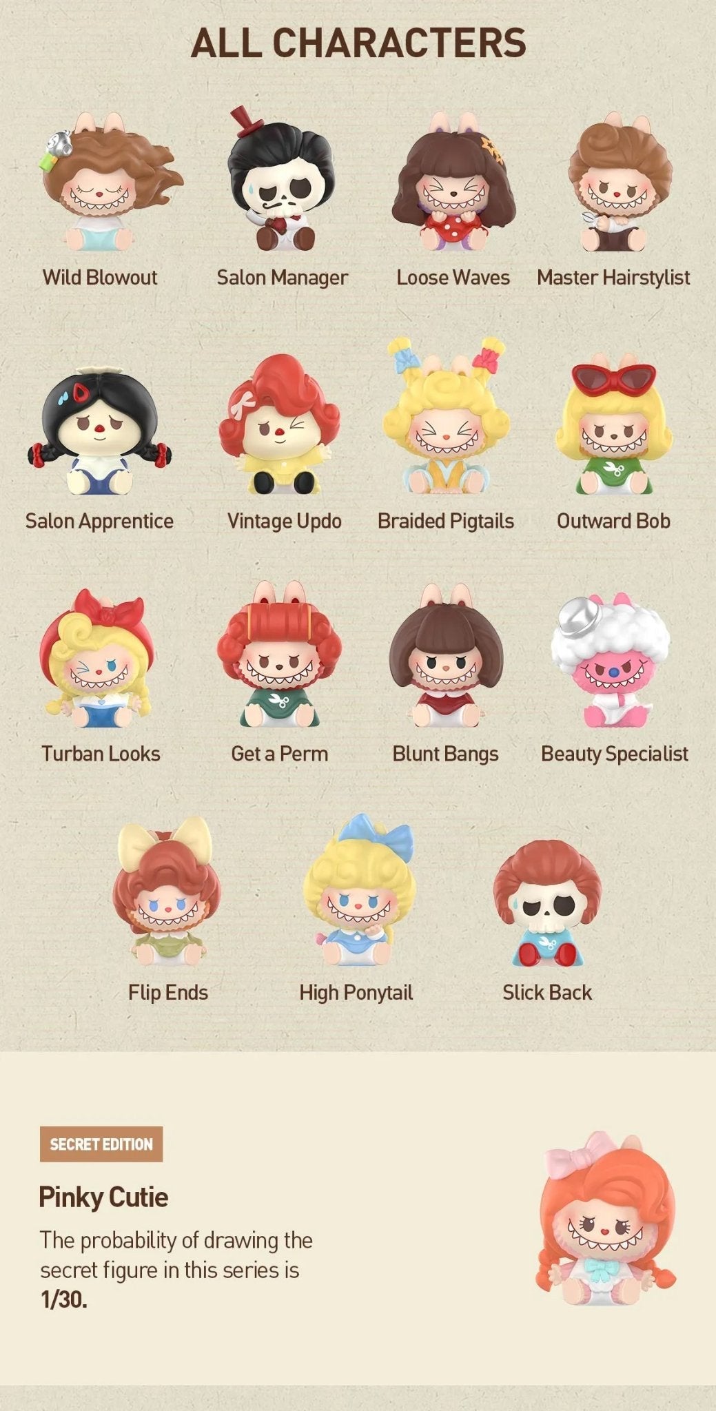 Pop Bean The Monsters Labubu Hair Salon Series Single Blind Box by POP MART