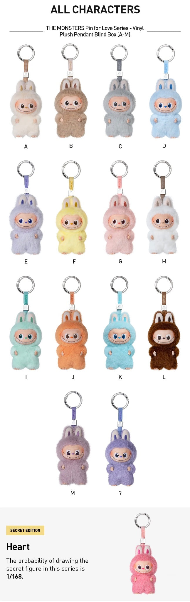 Labubu Pin for Love Vinyl Plush Blind Box (A-M) THE MONSTERS by POP MART