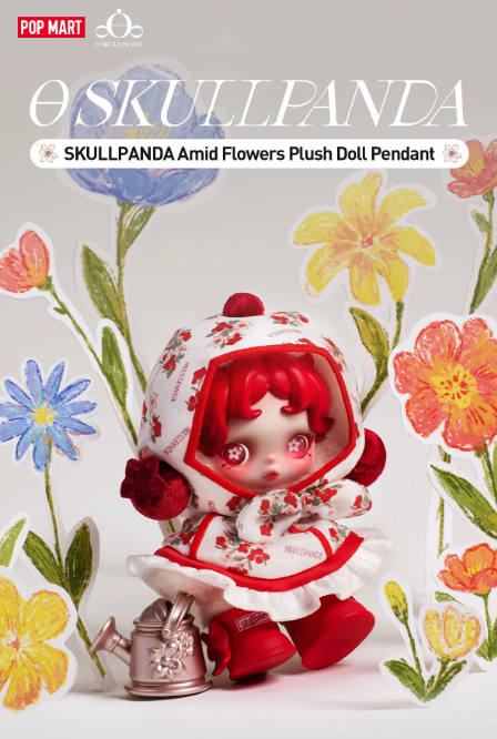 SKULLPANDA Amid Flowers Plush Doll Pendant by POP MART
