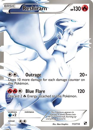Reshiram (Full Art) (113/114) - Black and White Holofoil