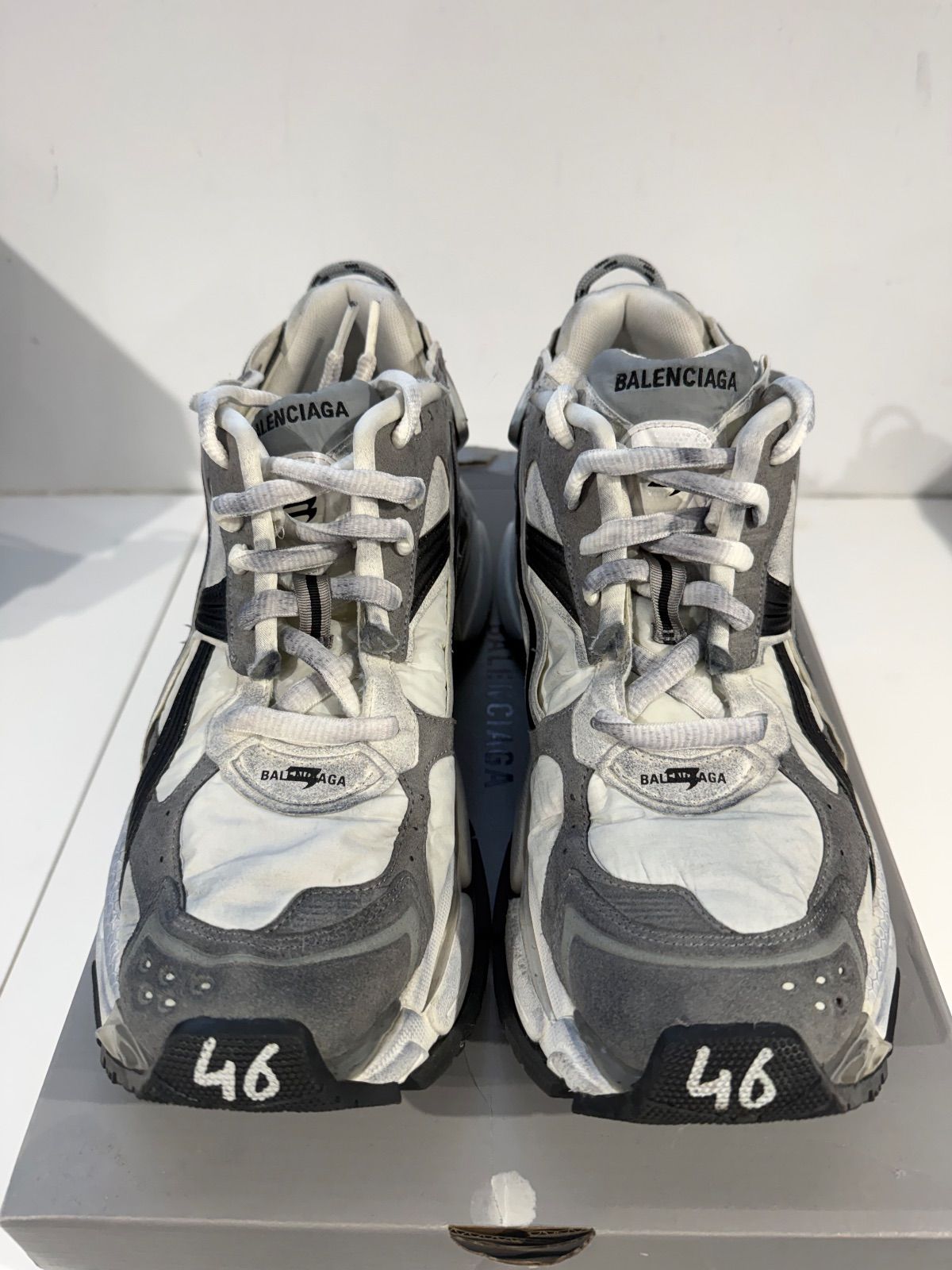 Balenciaga Runner Sneaker Worn Out Grey White Black - Worn Once Size 13