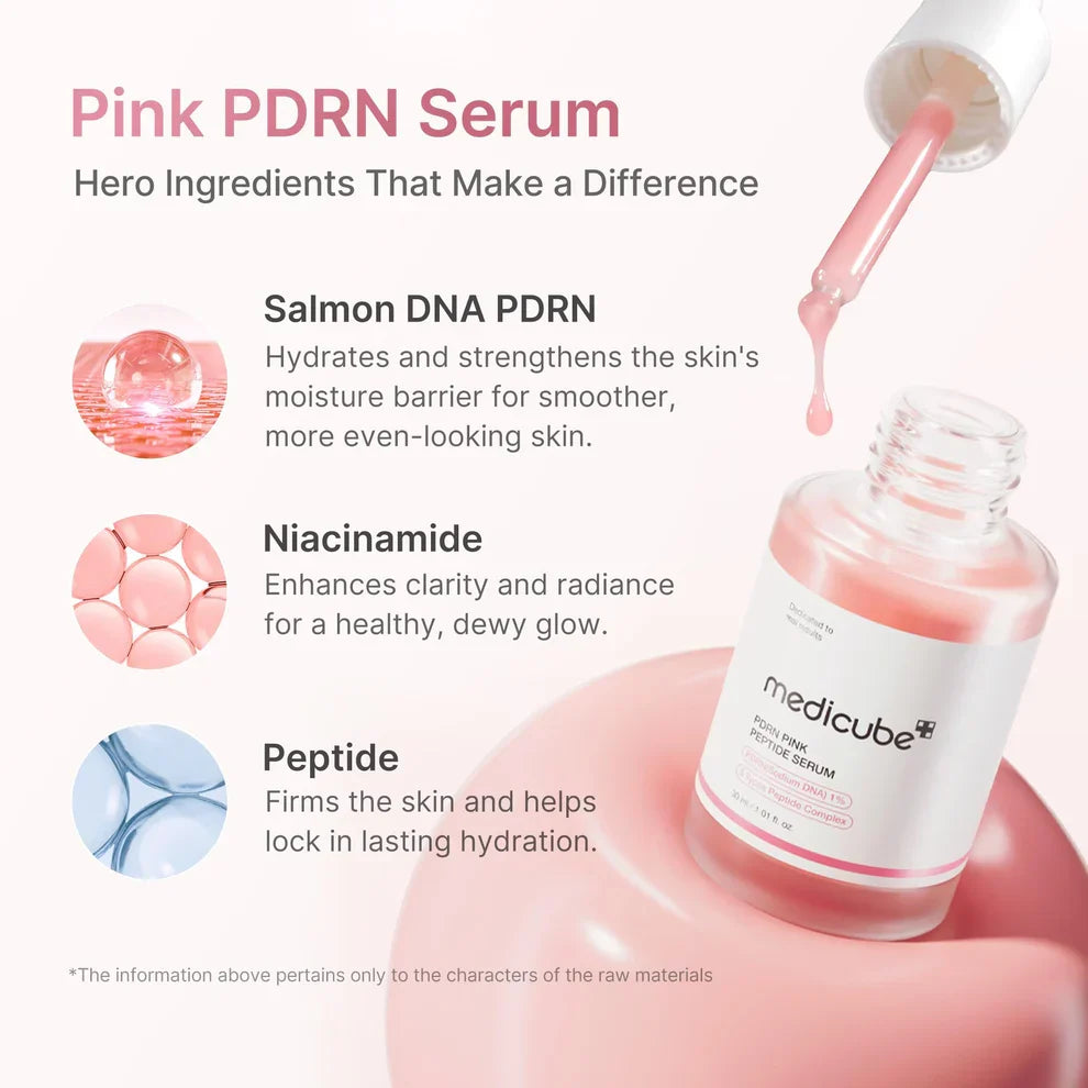 Medicube PDRN Pink Peptide Serum - Rose PDRN + Peptide Serum for Glow, Elasticity & Barrier Repair