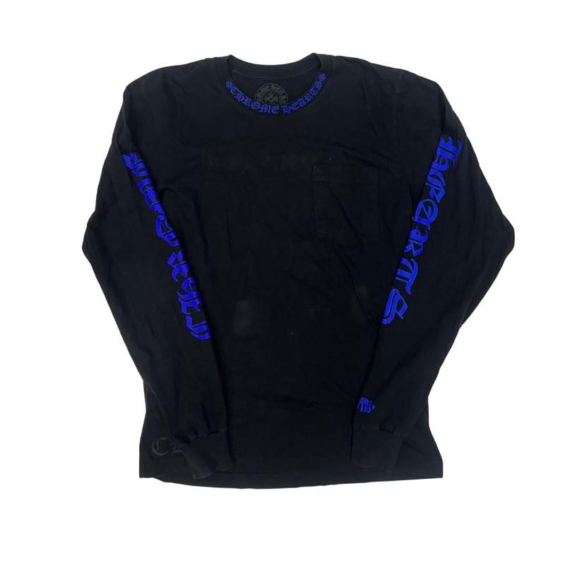 Chrome Hearts Neck Logo L/S T-Shirt Black Blue - Pre-Owned Size M