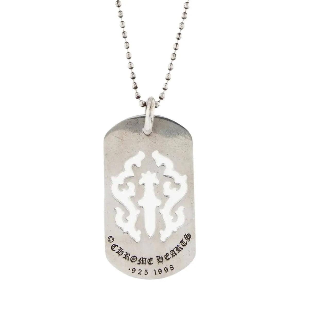 Chrome Hearts Cut Out Cross Dog Tag With 30 inch Ball Chain