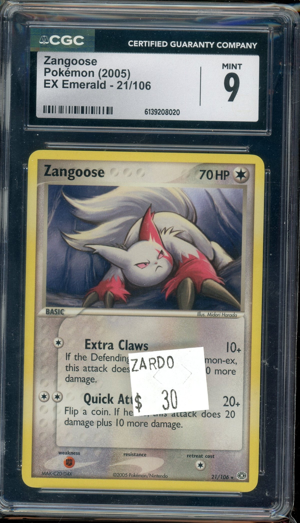 CGC 9 ZANGOOSE EX EMERALD