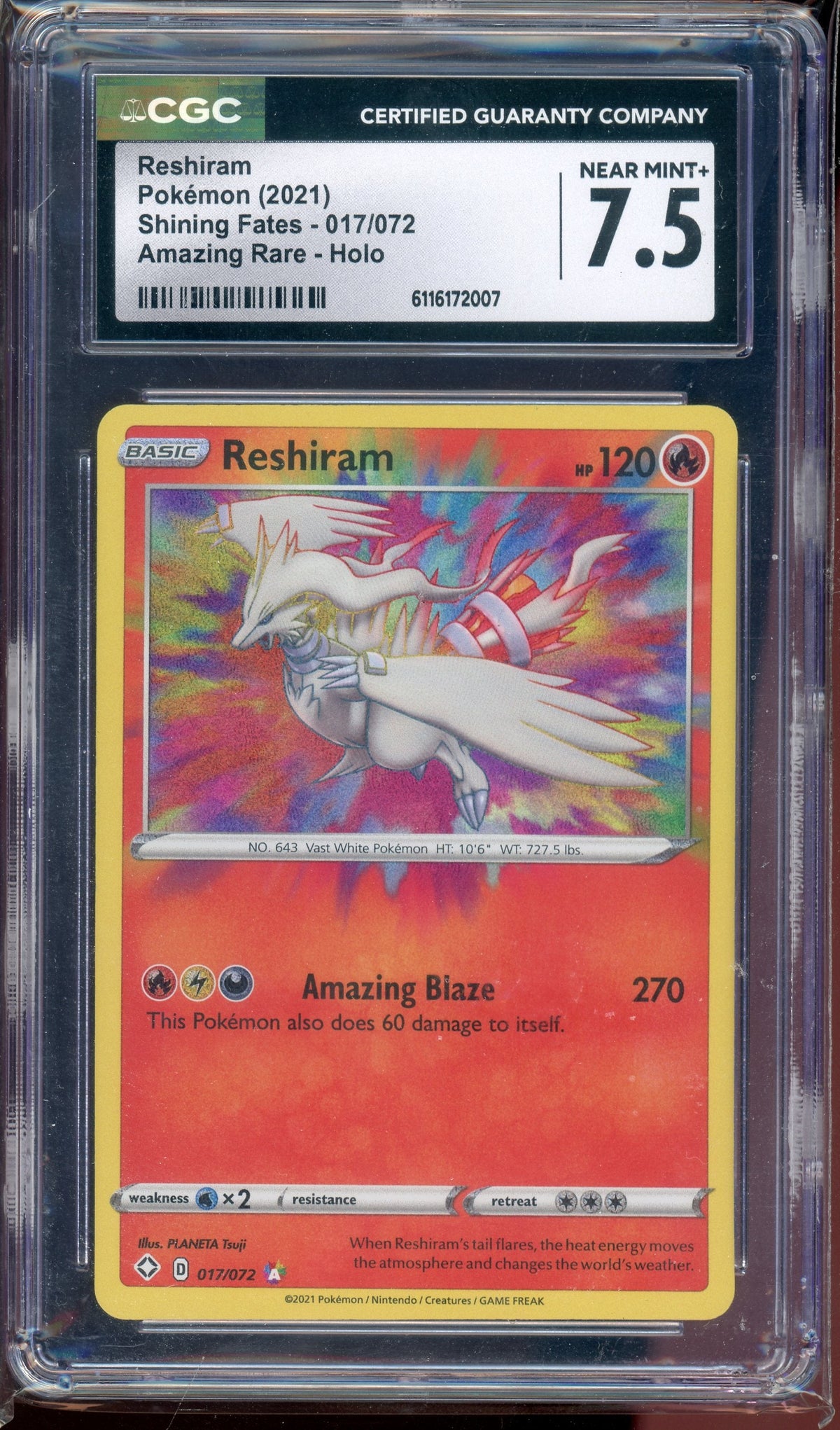 CGC 7.5 RESHIRAM AMAZING RARE