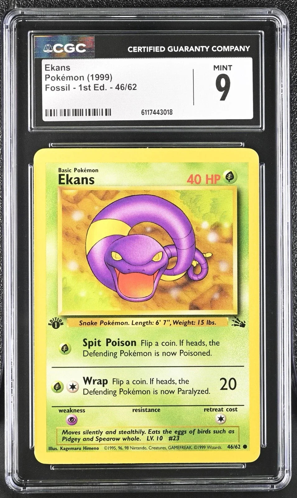 CGC 9 EKANS FOSSIL 1ST ED