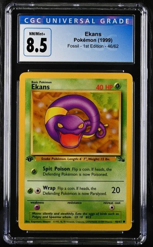 CGC 8.5 EKANS FOSSIL 1ST ED