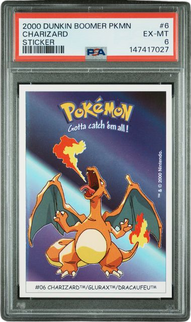 PSA 6 CHARIZARD STICKER DUNKIN BOOMER 2000