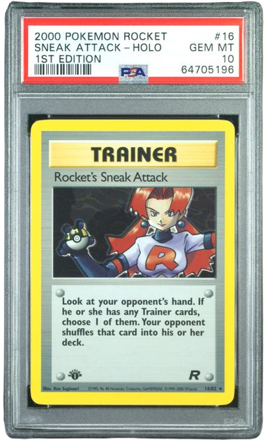 PSA 10 SNEAK ATTACK-HOLO 1ST ED. TEAM ROCKET