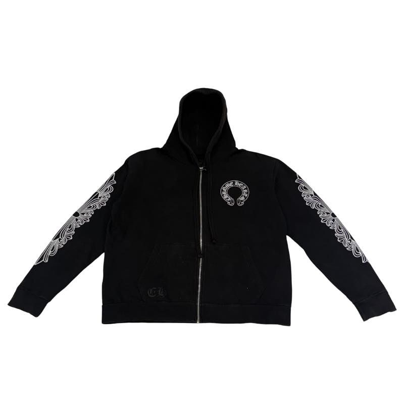 Chrome Hearts Fuck You Floral Horseshoe Logo Zip-Up Black - Pre-Owned Size M