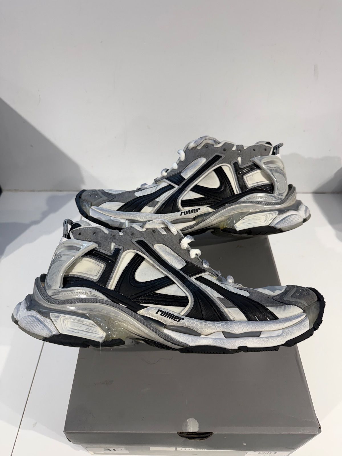 Balenciaga Runner Sneaker Worn Out Grey White Black - Worn Once Size 13