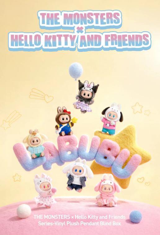 Labubu × Hello Kitty and Friends Blind Box Series-Vinyl THE MONSTERS Plush Pendant by POP MART