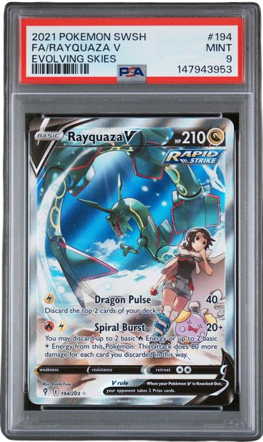 PSA 9 FA/RAYQUAZA V EVOLVING SKIES