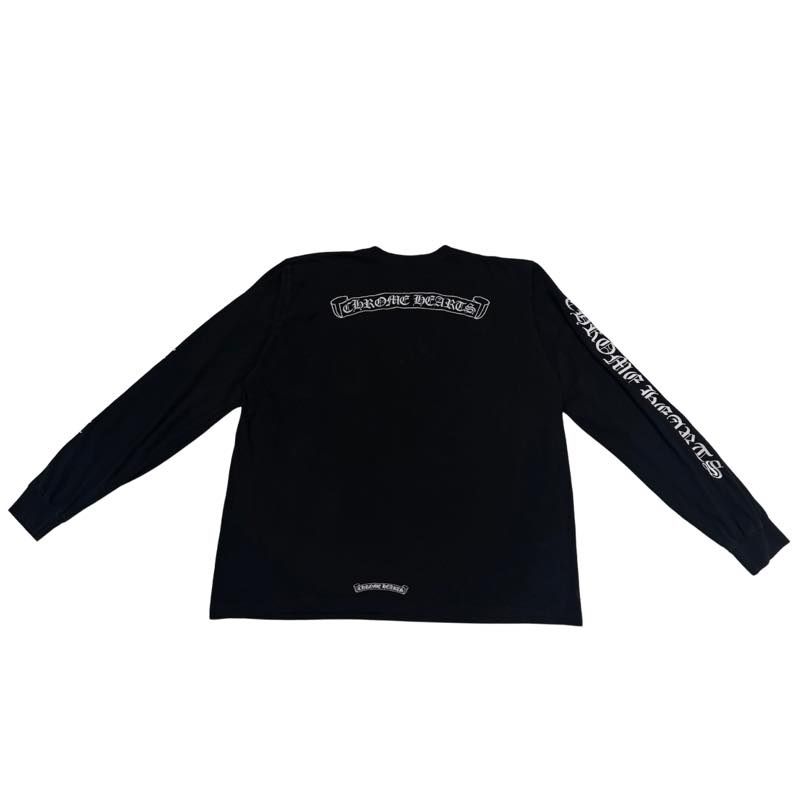 Chrome Hearts Scroll Logo L/S Pocket T-shirt Black - Pre-Owned Size XXL