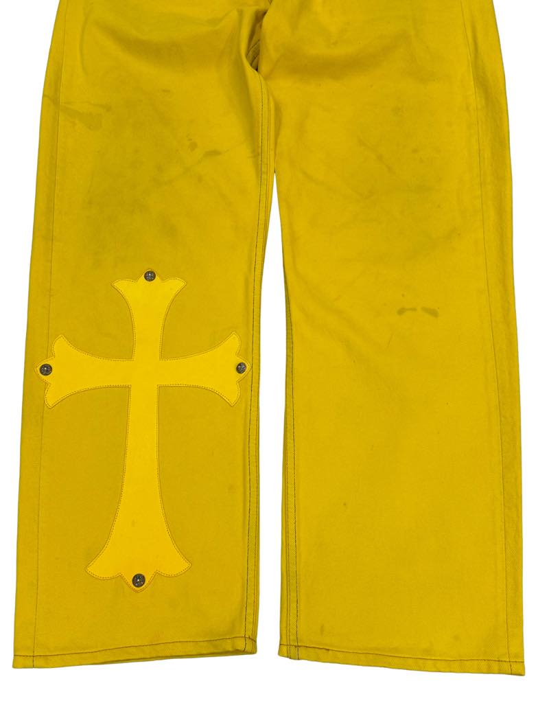 Chrome Hearts Levi's 501 Paris Exclusive Patch Jeans Yellow - Pre-Owned Size 34
