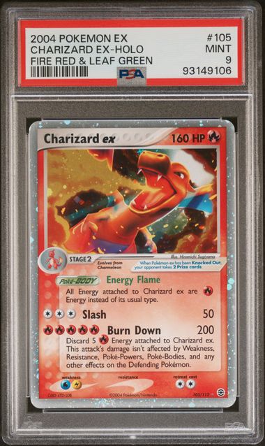 PSA 9 CHARIZARD EX-HOLO FIRE RED & LEAF GREEN