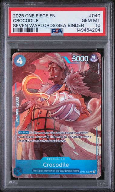 PSA 10 CROCODILE - ONE PIECE SEVEN WARLORDS OF THE SEA BINDER SET