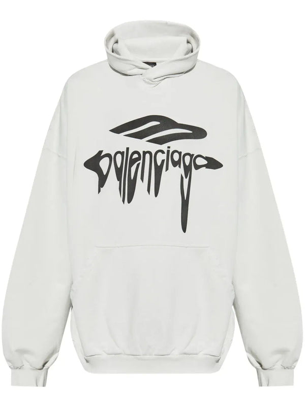 Balenciaga 3b Liquefied Oversized Hoodie White