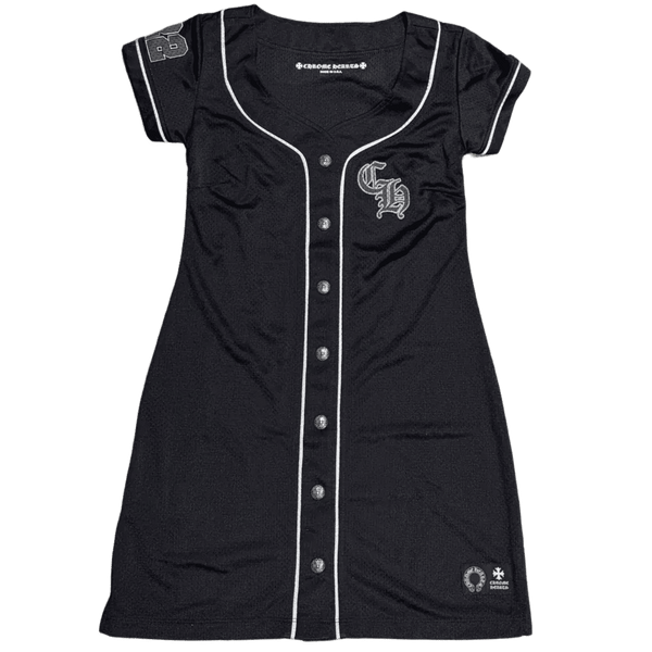 Chrome Hearts CH Logo Mesh Button Up Baseball Jersey Dress