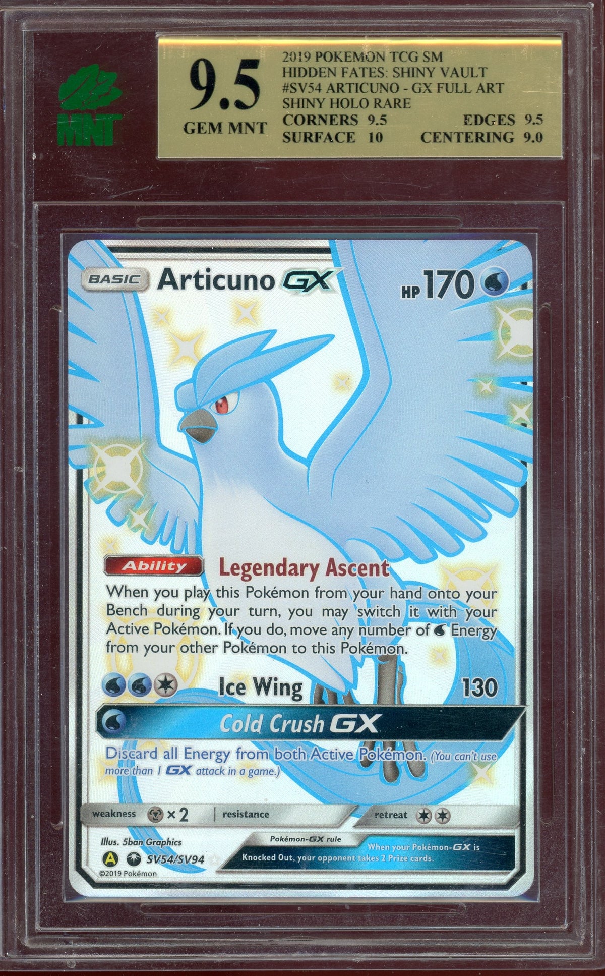 MNT 9.5 ARTICUNO GX HIDDEN FATES