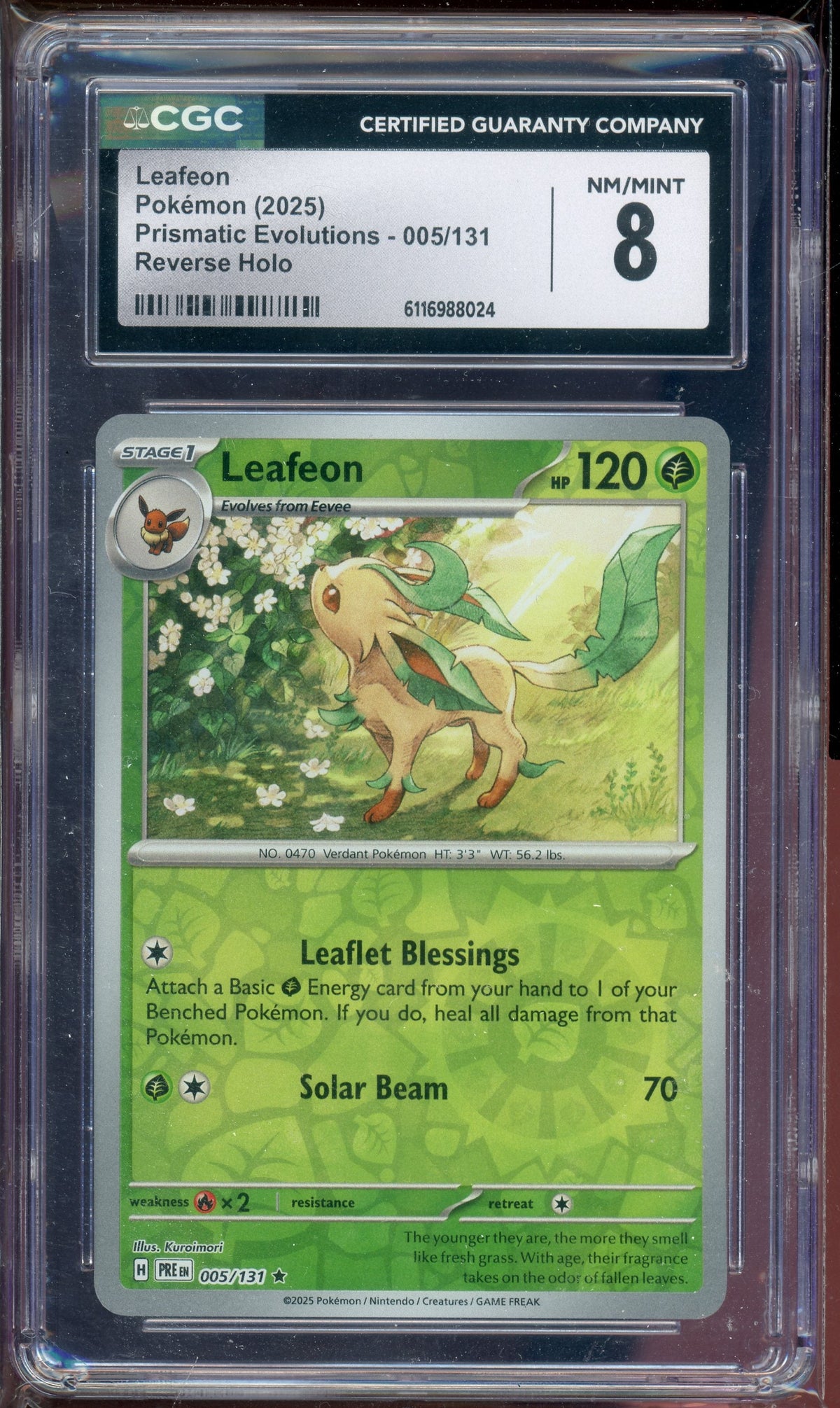 CGC 8 LEAFEON REVERSE HOLO PRISMATIC EVOLUTIONS