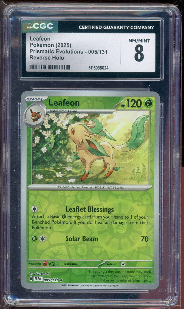 CGC 8 LEAFEON REVERSE HOLO PRISMATIC EVOLUTIONS