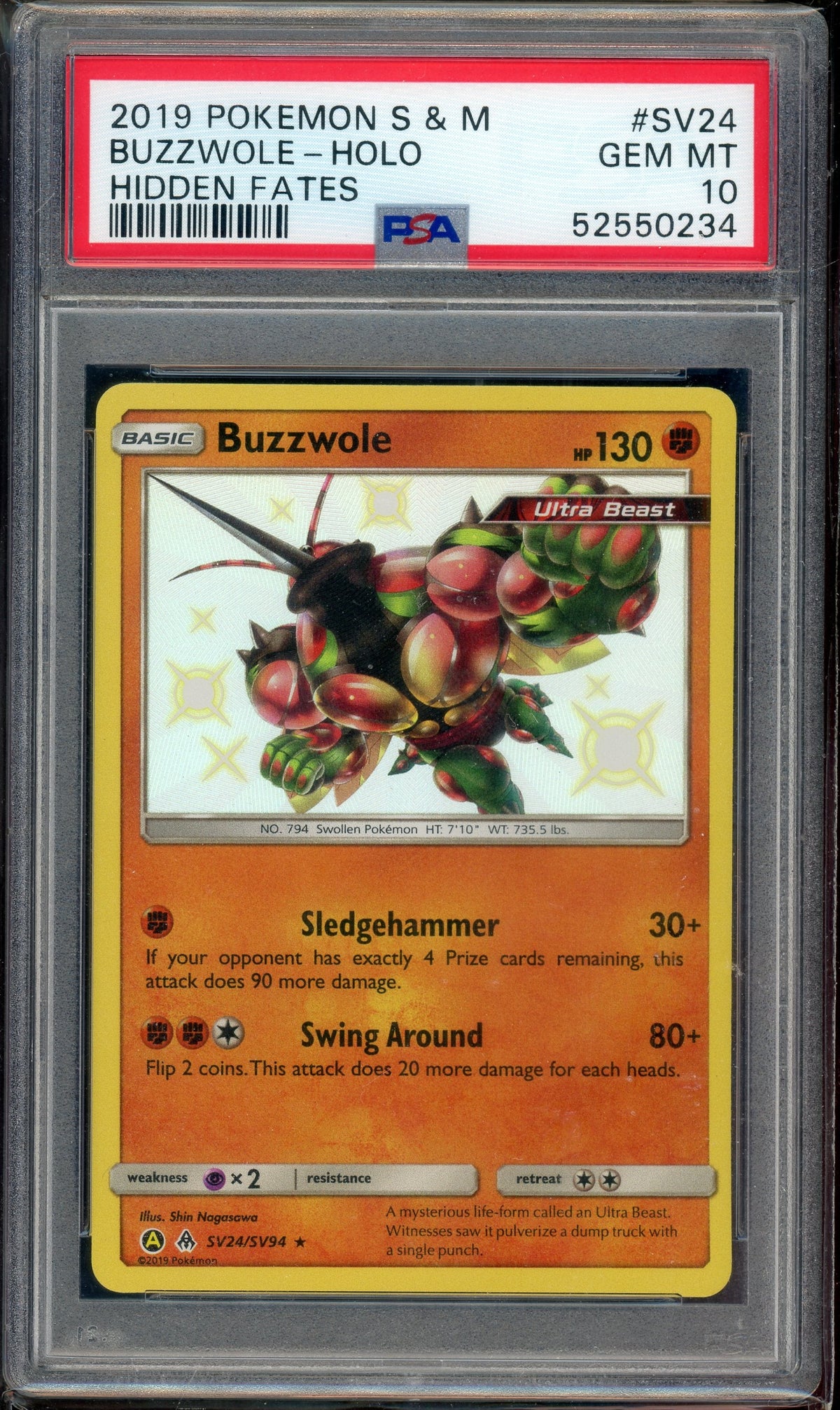 PSA 10 Buzzwole Hidden Fates