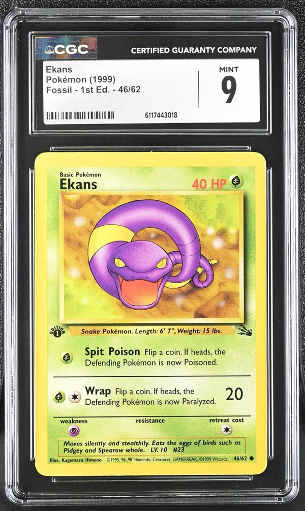 CGC 9 EKANS FOSSIL 1ST ED