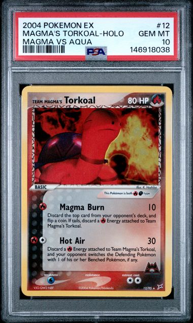 PSA 10 MAGMA'S TORKOAL-HOLO EX TEAM MAGMA VS TEAM AQUA